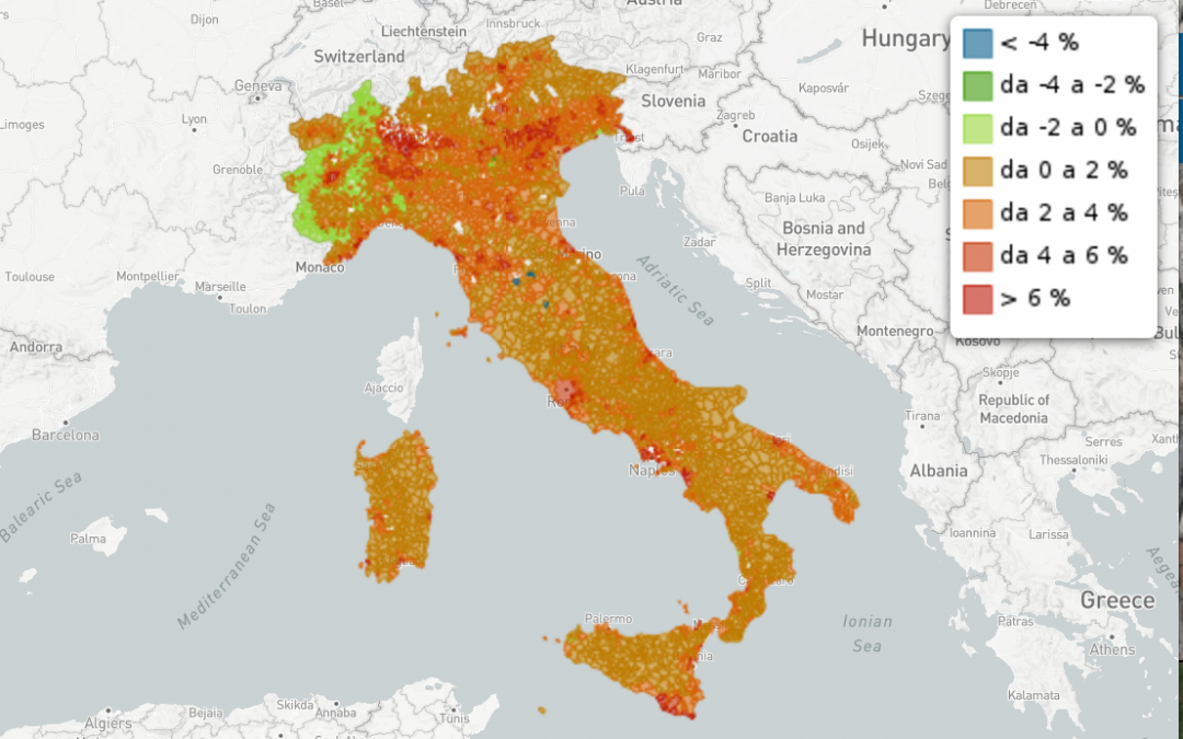 Variazione del consumo del suolo in Italia